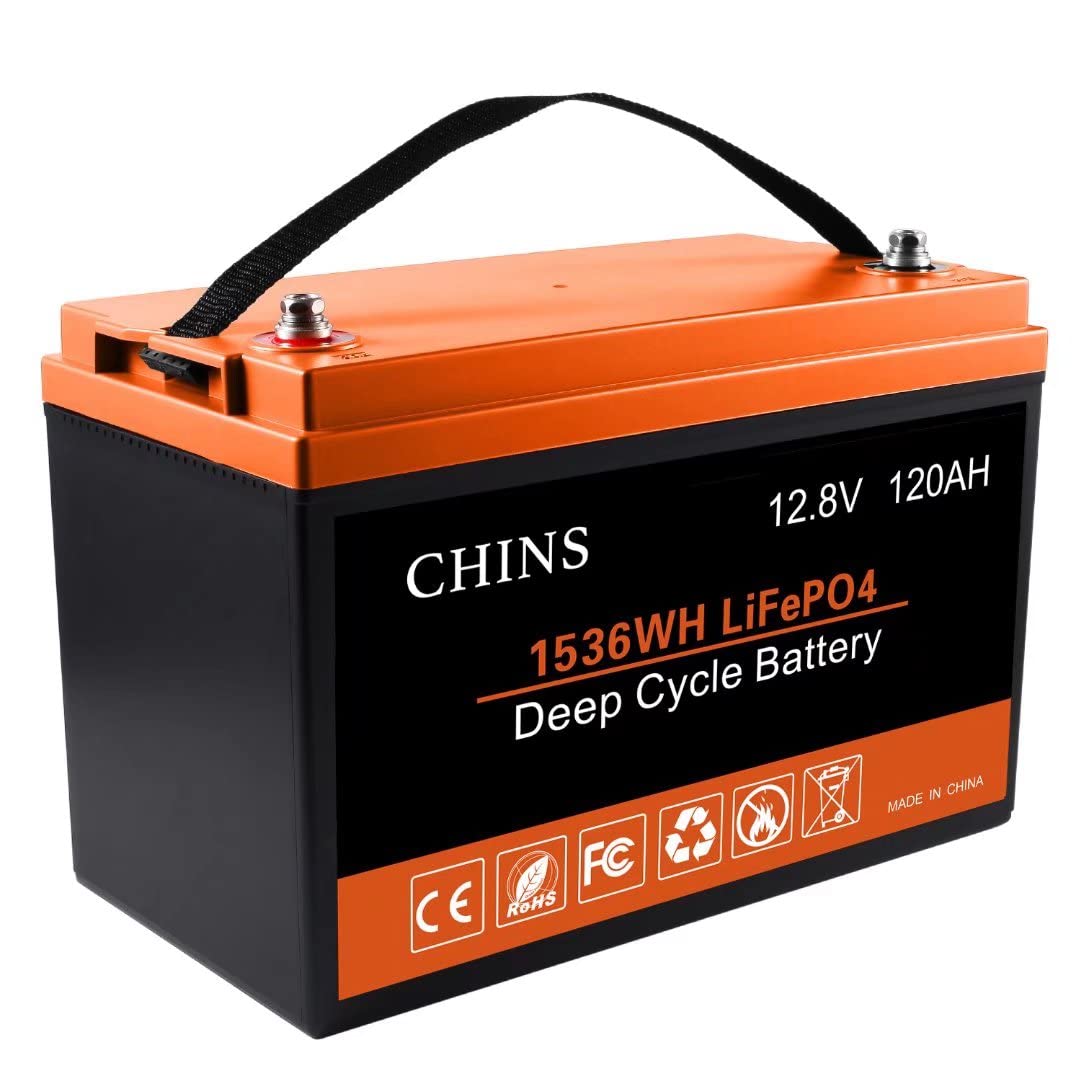 CHINS LiFePO4 Battery 12V 120AH Lithium Battery - Built-in BMS, 2000-4000 Cycles, Perfect for Home Energy Storage, Off-Grid