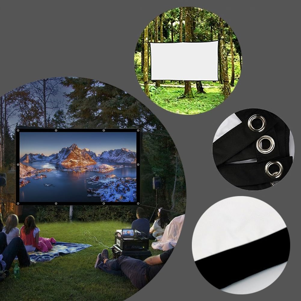 Schermo per Proiettore Doppia Faccia da 200 Pollici, Schermo Proiettore Portatile Pieghevole Lavabile 16:9 per Home Theater All'aperto e Al Chiuso(200 Inch 16:9)