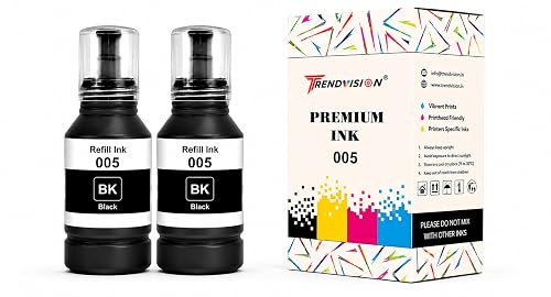 Trendvision Compatible with Epson 005 (127ML) Black Pigment Refill Ink (Pack of 2) for EcoTankM1100, M1120, M1140, M1170, M1180, M2140, M2170, M3140, M3180