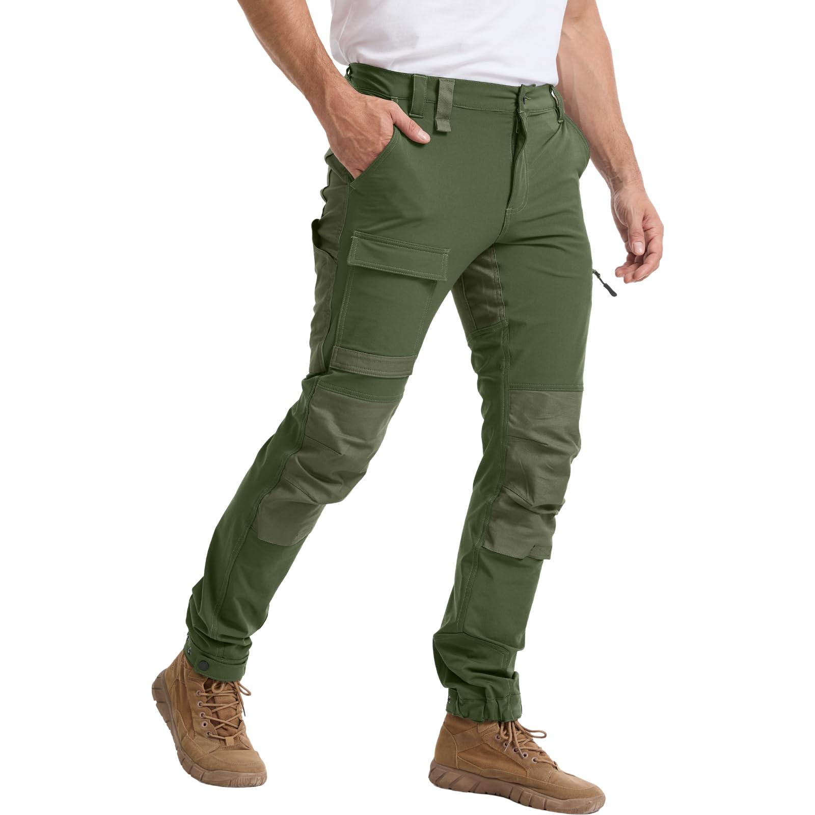 WORK IDEA Pantalon de Trekking Homme Coupe-Vent Anti-Boue Pantalon de Travail Homme Élastique Robuste pour Randonnée Outdoor Cargo Chantier