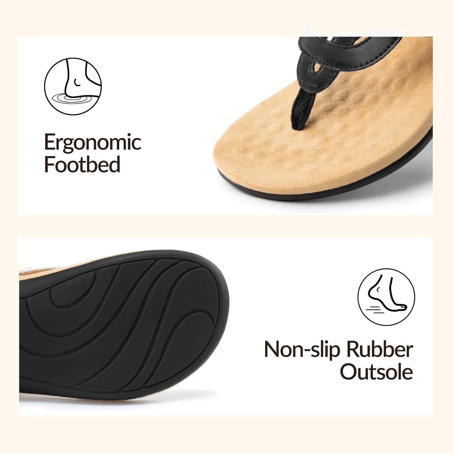 Rihero Women's Orthopedic Arch Support Sandals Orthotic Flip Flops Comfortable Slip On Thong Flat Sandals - Image 5