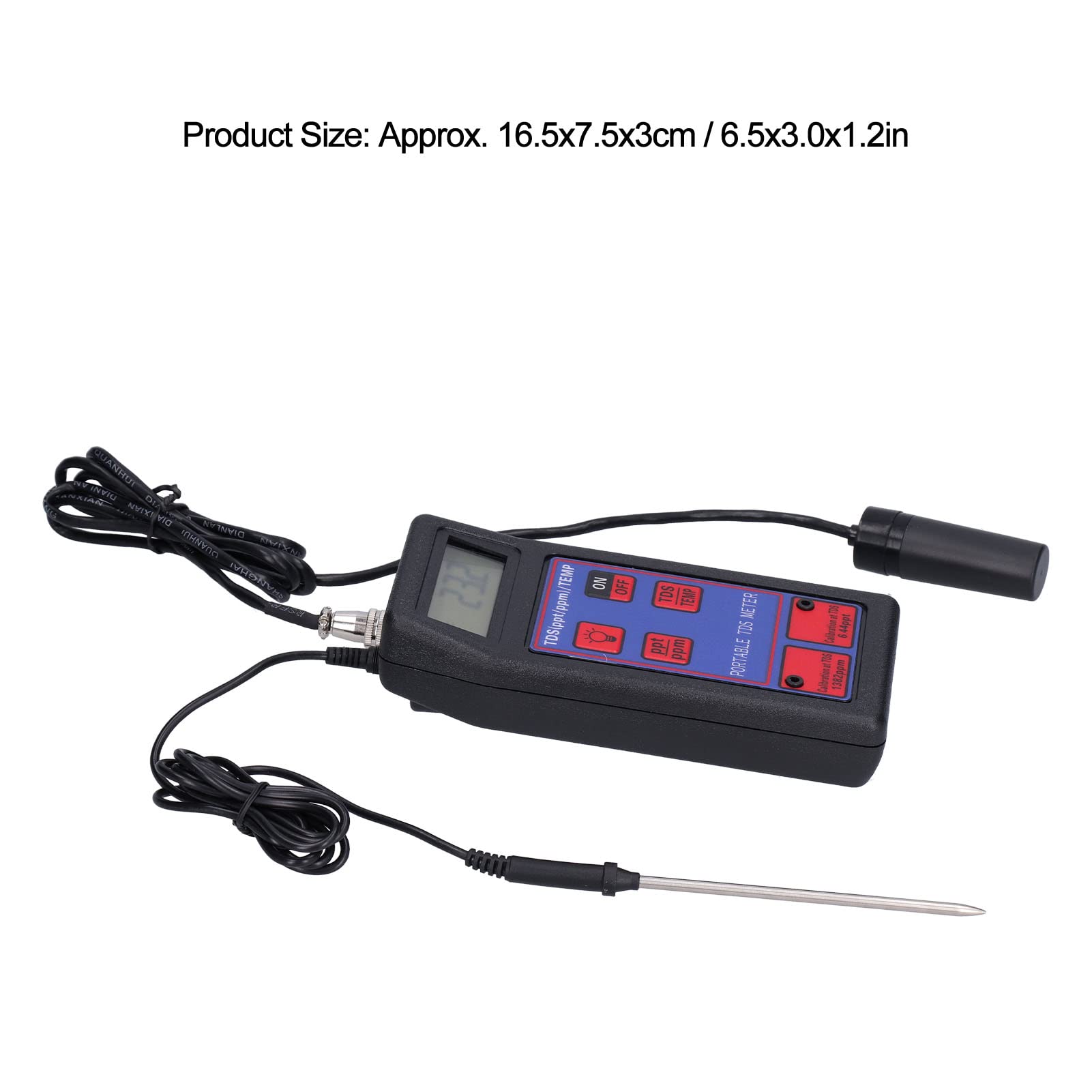 Probador de Temperatura TDS 2 en 1 con Retroiluminación, Material de para Laboratorio Hidropónico, Diseño Antideslizante