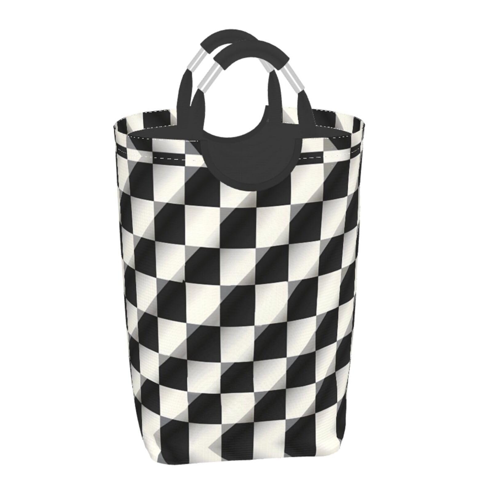 Schwarz-Weiß-Mosaik-Aufbewahrungstasche, quadratisch, 50 l, faltbarer Wäschekorb, geeignet für Waschküche, Schlafsaal, Schlafzimmer