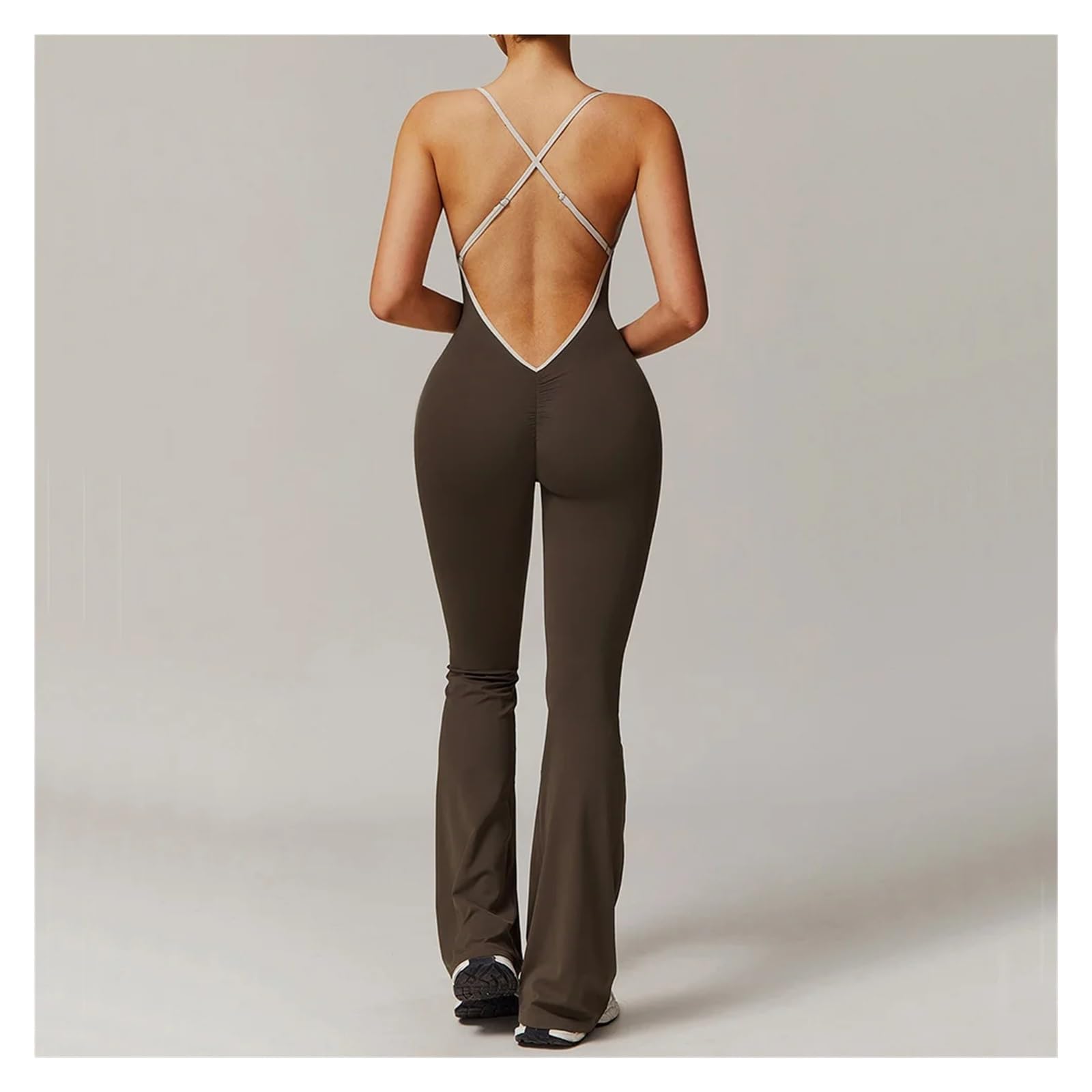 Mono de yoga sin espalda Mono Deportivo Sexy Con Espalda En V For Mujer, Conjunto De Gimnasio, Traje Entrenamiento Yoga, Ropa Deportiva Para Entrenamiento