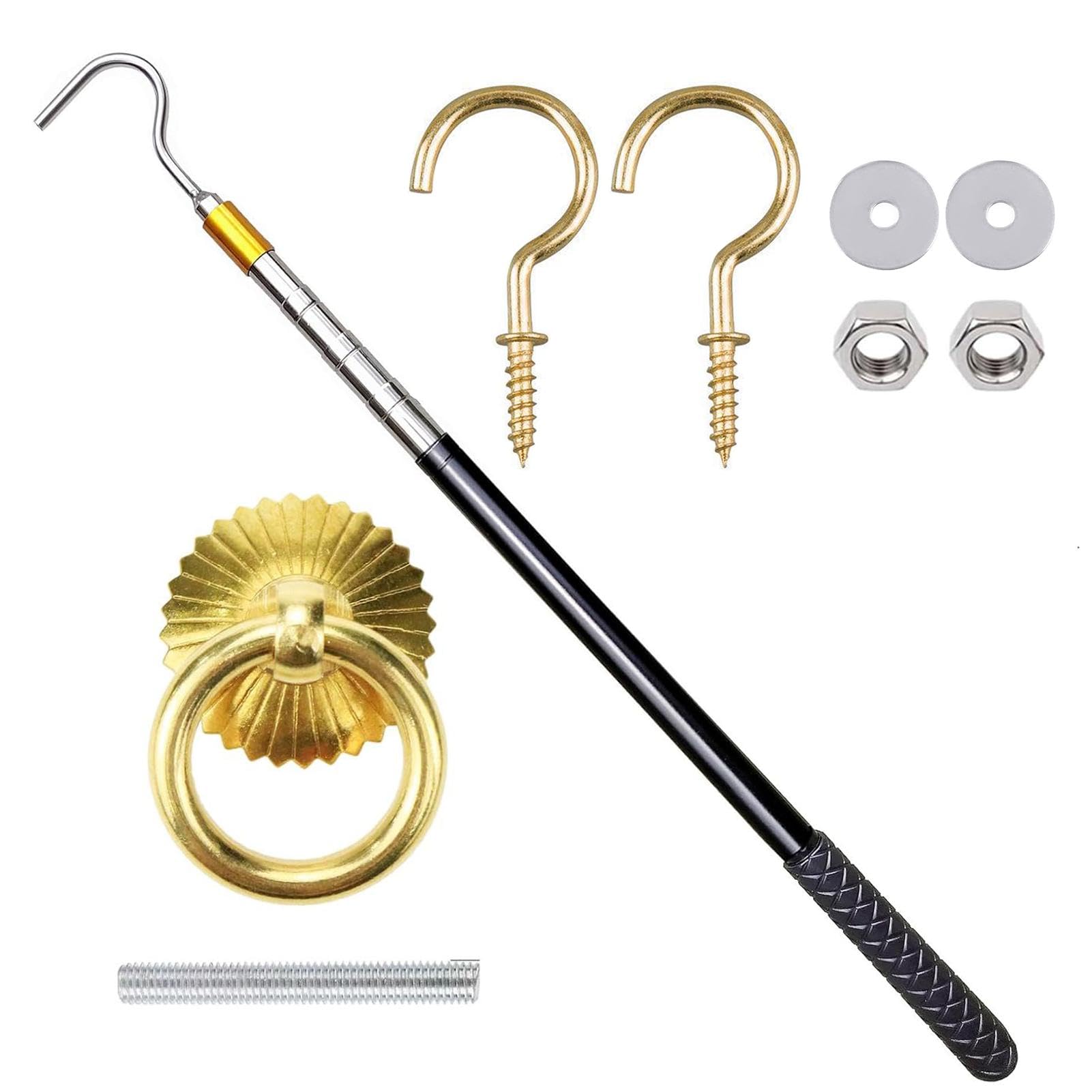 Système de Traction d'échelle, kit de système d'extraction d'échelle, kit de Barres d'extension pour escaliers de - Barre d'extension et Crochet de Rangement en cuivre, poignée, Outil