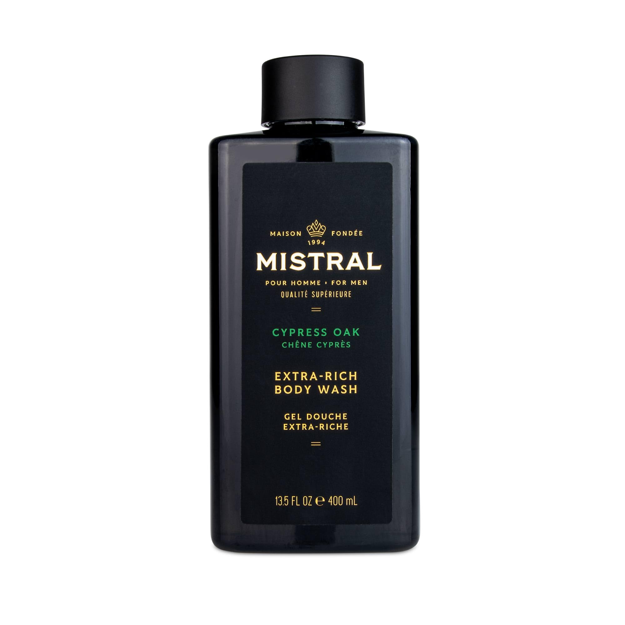 Mistral Men's Body Wash & Shampoo, Cypress Oak 13.5 oz | 2-in-1 Natural Shower Gel for Men | SLS, Paraben & Phthalate Free | Natural Men’s Body Wash,