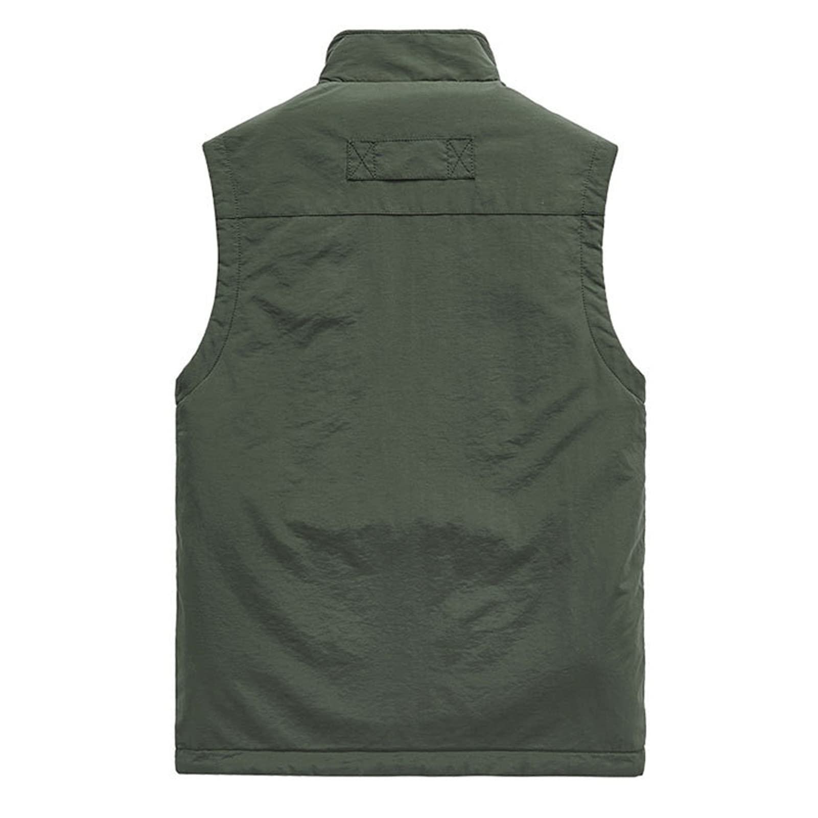 Chaleco de forro polar reversible con múltiples bolsillos para hombre Outwear al aire libre Casual Zip Up Chaleco de pesca Chaqueta Reporteros Fotografía Abrigo de viaje negro-L