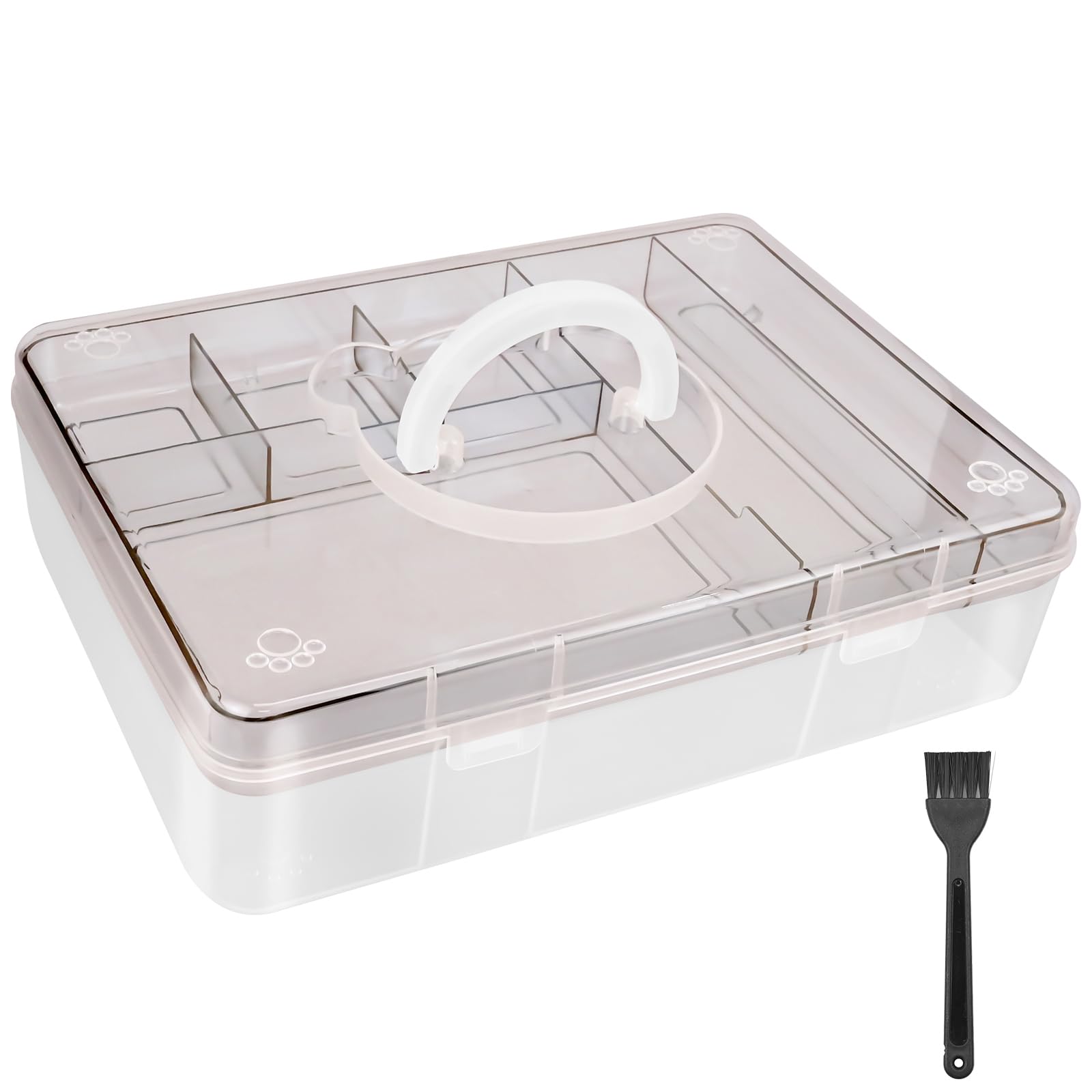 Stackable Craft Storage Box, with 7 Compartment Tray - Large Capacity Multi-Use Organizer for Medications, Sewing Supplies, Toys, Stationery, Art & Crafts - Space-Saving Design for Home & Office