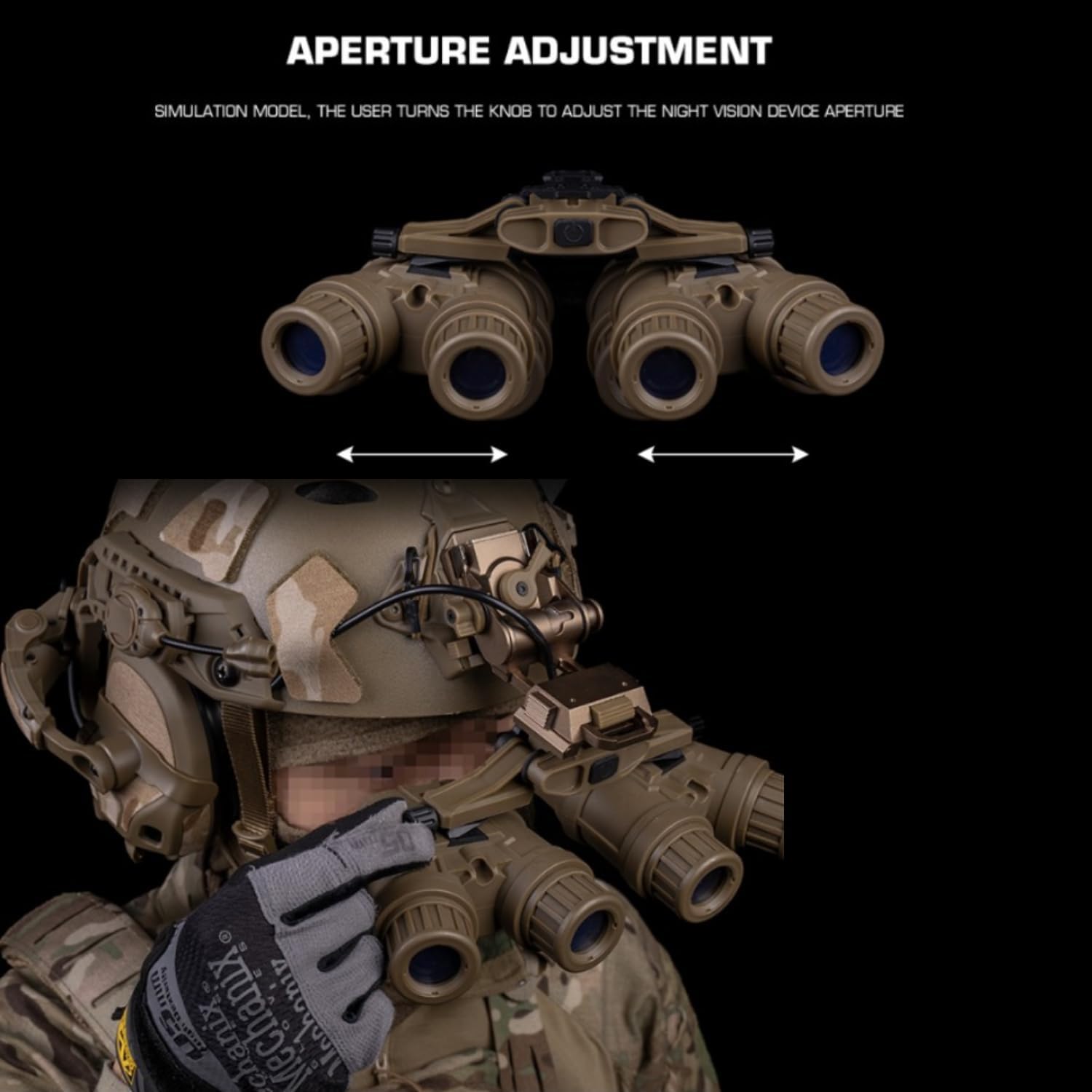 Side Flipping NVG-18 Dummy Model,for Tactical Helmet NVG Mount Airsoft GPNVG 18 NVG Cosplay Display Movie Props-No Function