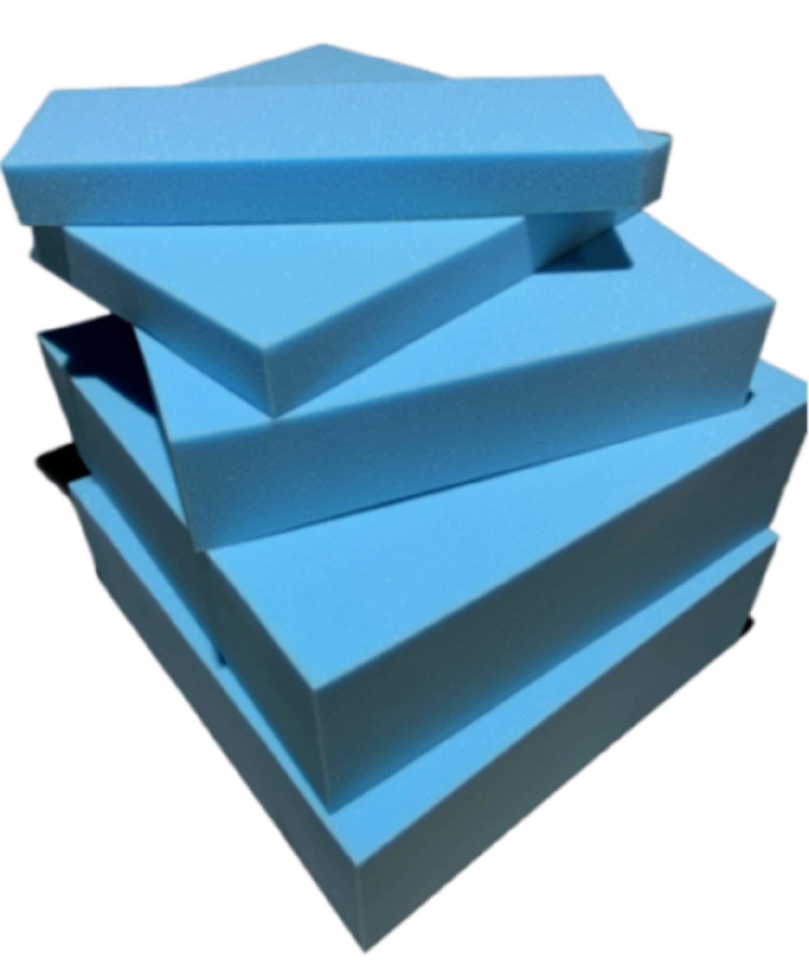TOP STYLE COLLECTION Upholstery Blue/White Foam Indoor/Outdoor Sofa Seat Replacement DIY Cushion Dining Chair Seat Pads Oval/Round | Round Corners | D-Shape | Tapered (16" X 16" X 1", Blue Square)