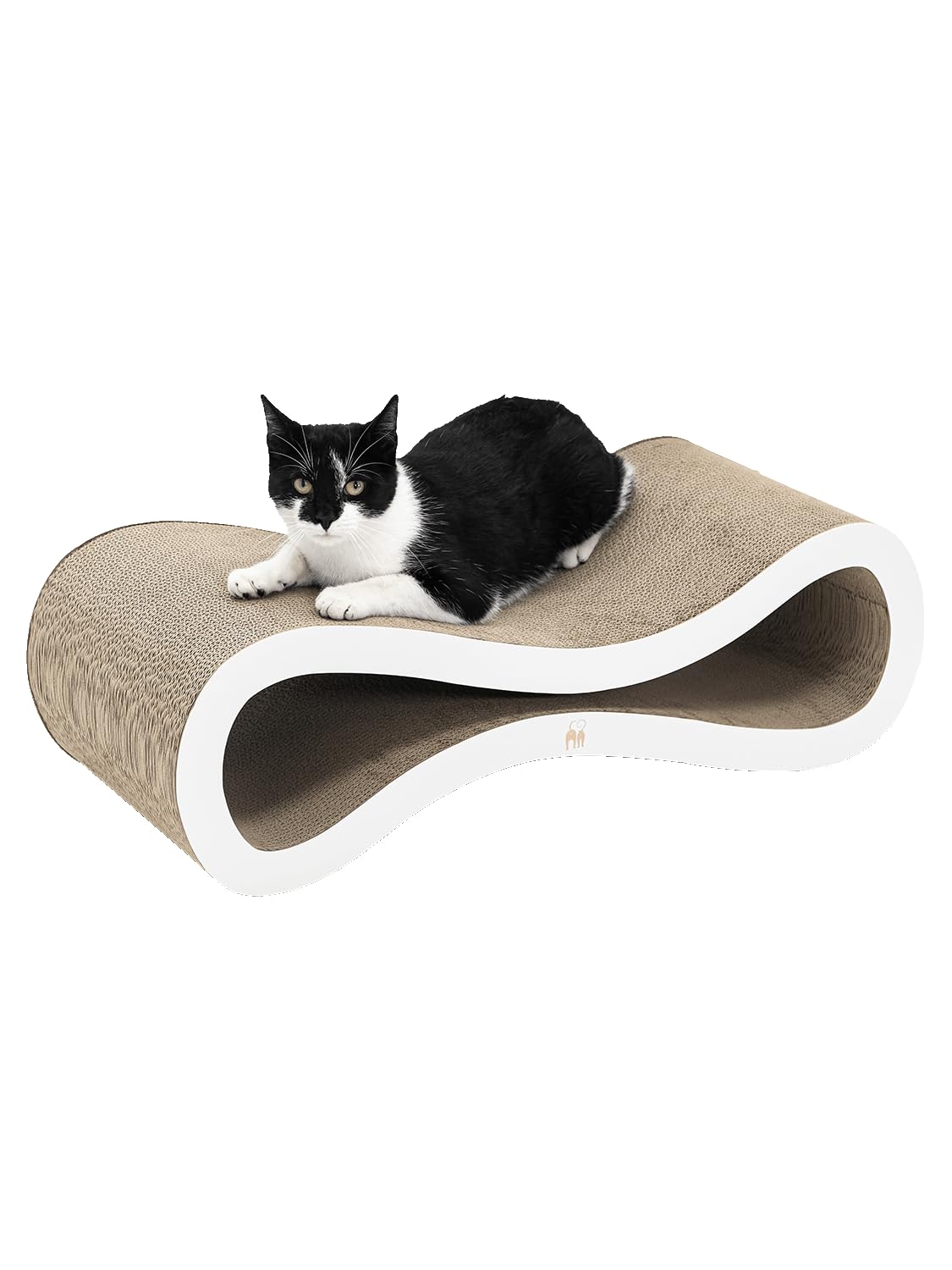 Petrebels Kratzpappe Simba 75, Katzen Kratzbrett aus sehr stabilem Karton, Kratzkarton 75 x 32 x 23 cm, Farbe Weiß