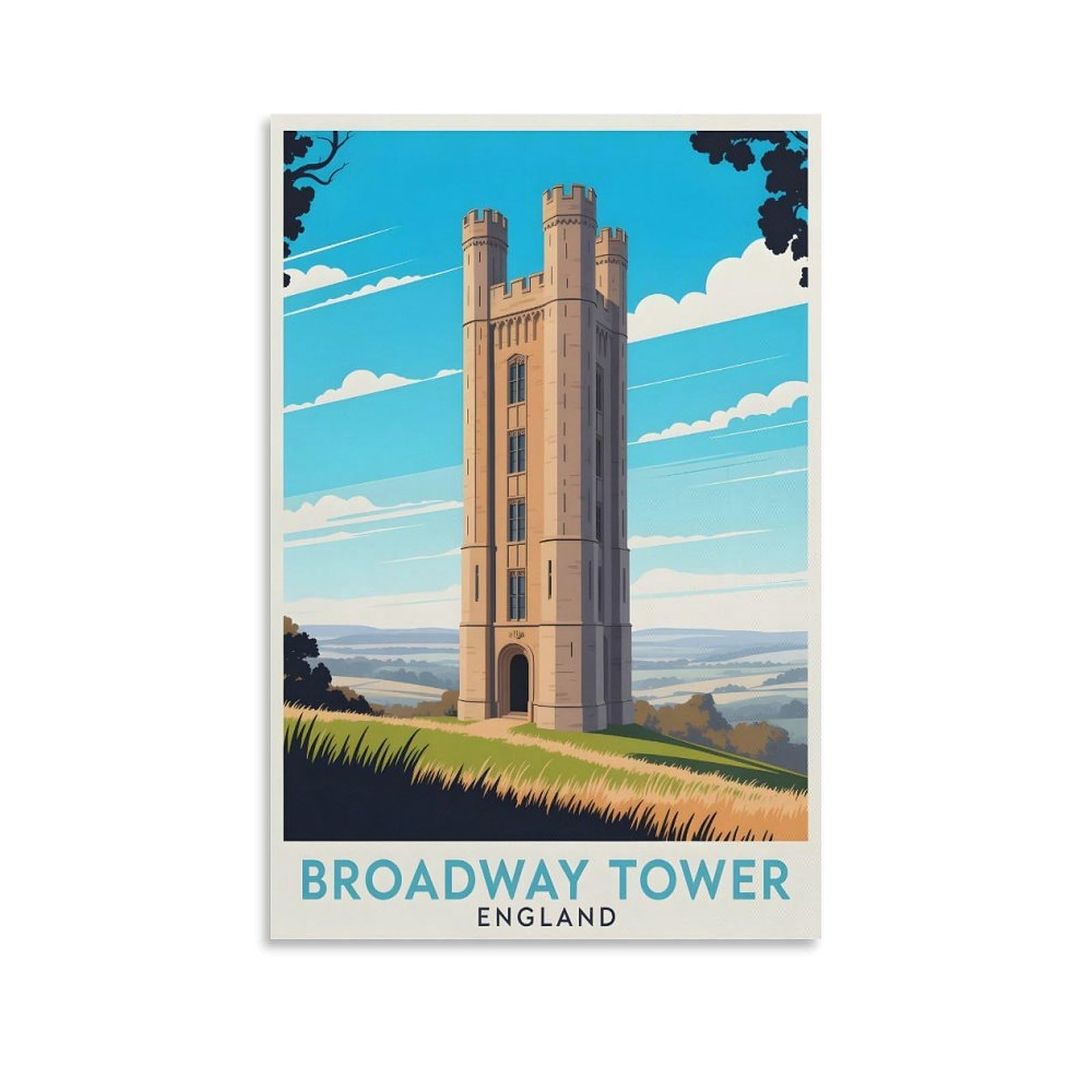 EZMLFA 5D Diamond Painting Kits for Adults,Broadway Tower England,DIY Full Round Drill Diamond Dot Gem Art Kits for Adults,Crafts for Decor 40x50cm