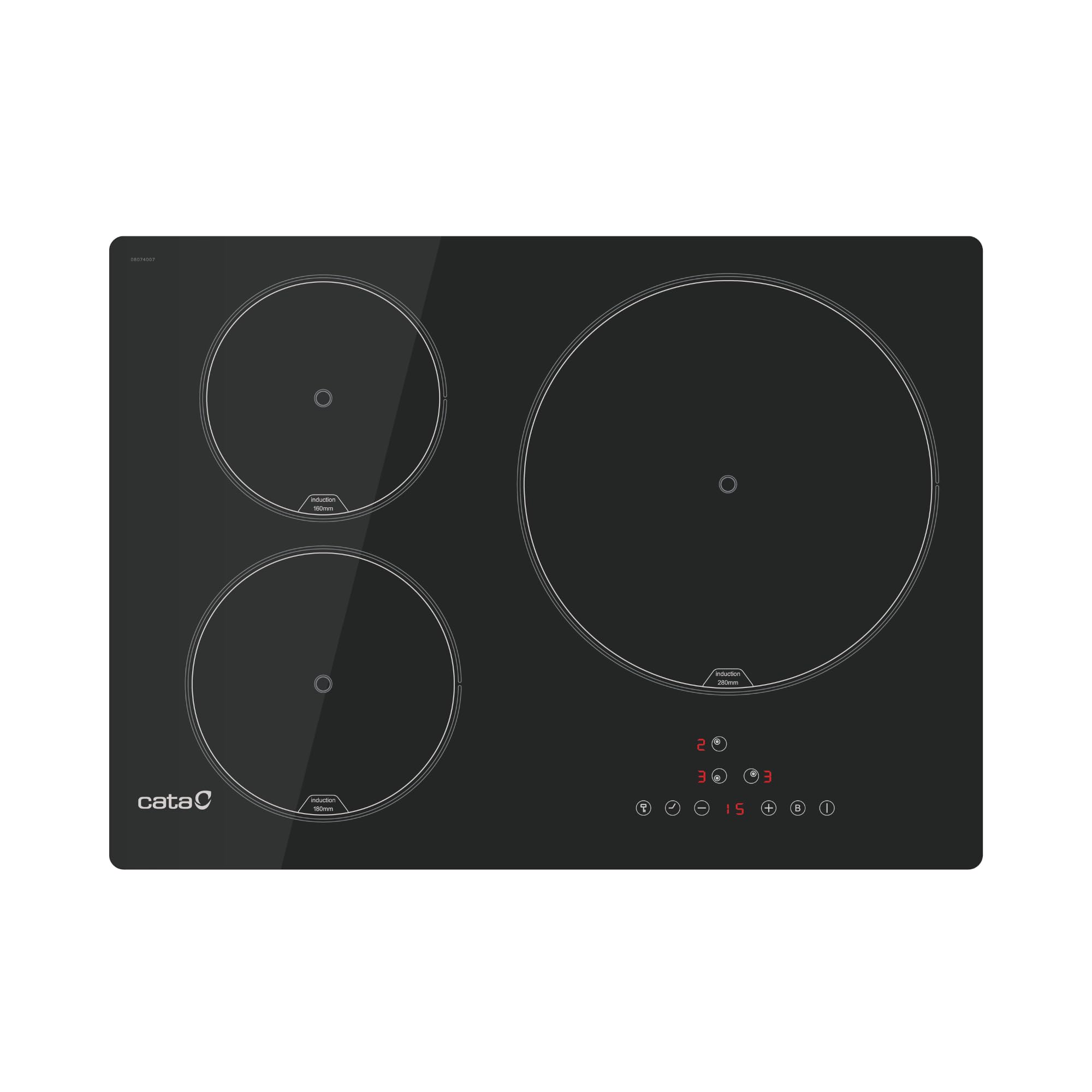 IB 5003 BK - Induction hob - Black - 3 cooking zones - 9 adjustable power levels - Touch control with acoustic warning - Timer - Power 6.5 kW - Width 60 cm