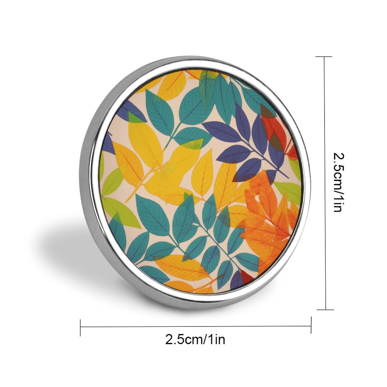Stylish Multicolor Leaves Printed Round Brooch: Lightweight, Durable, Stylish Wedding Accessory Ideal for Valentine's Day And Women's Day