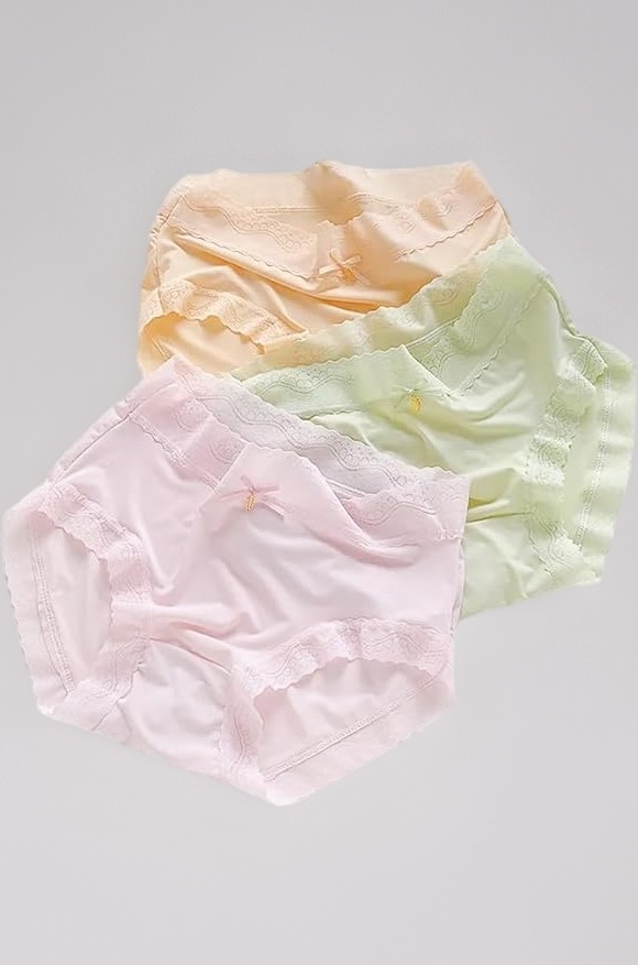 Hipster Briefs Panty Cute for Girls & Women Seamless Mid Waist Lace Underwear Sexy Panties Under Bump Maternity Healthy, Ice Silk Cotton(Size - L & XL).