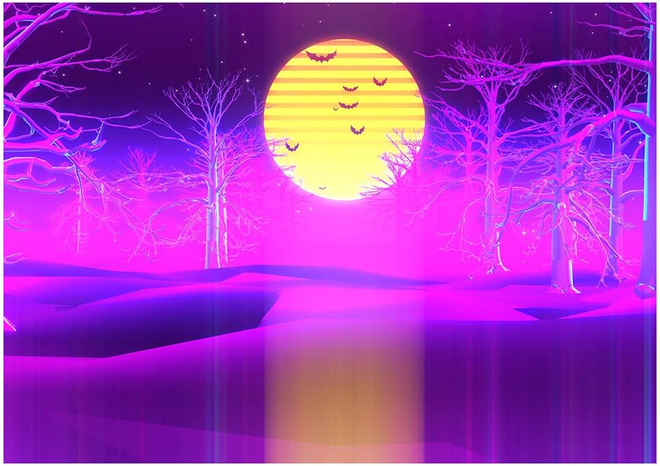 ProCart Blacklight Poster Print 24x34 inch, Fluorescent Ink Print on Canvas, Reactive at UV Light, Glow at Blacklight (80s Halloween Night)