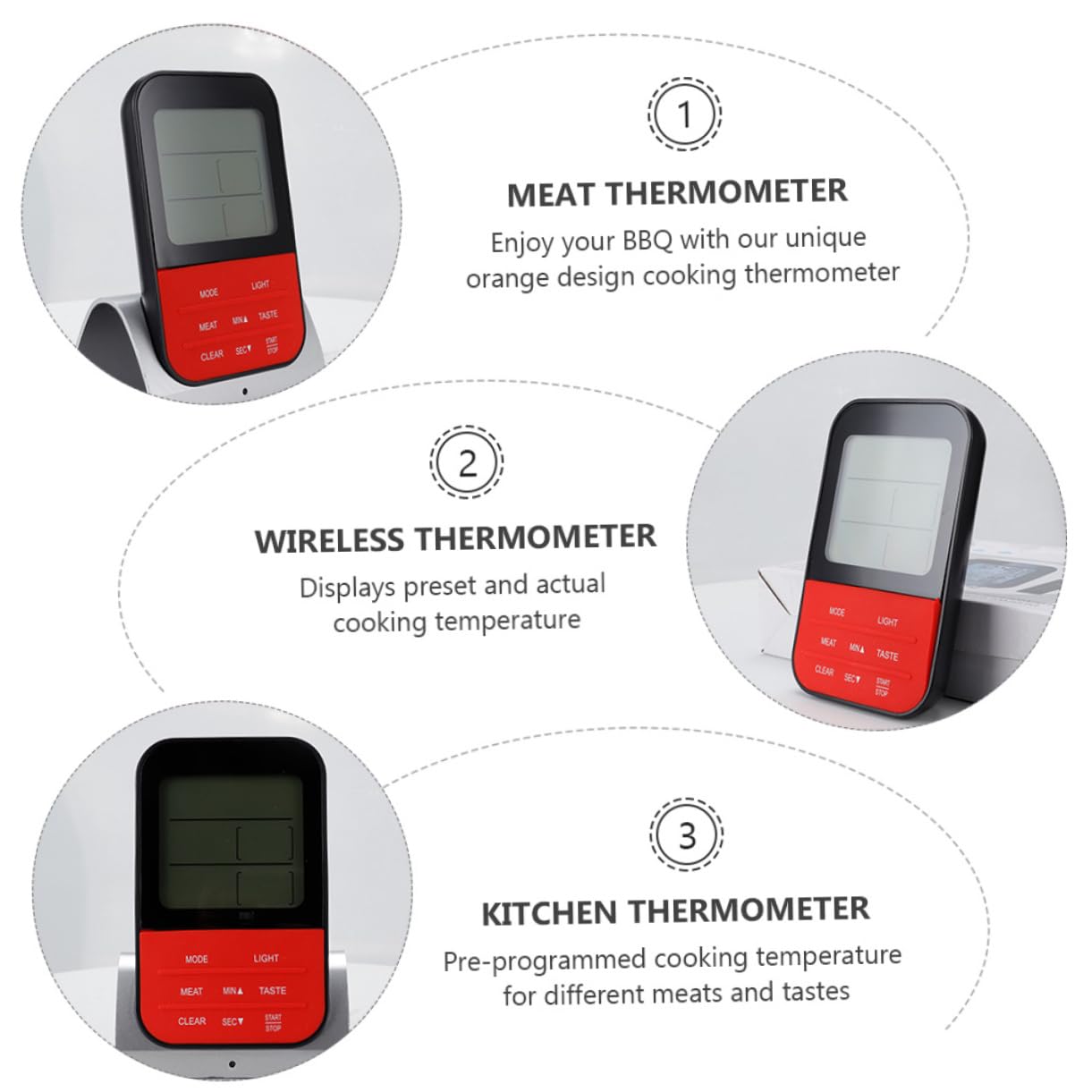 COLLBATH Termómetro de Cocina Inalámbrico 2 Sondas para Carne de Vacuno y Ternera, Lcd Grados Celsius y Fahrenheit, Adecuado para Parrilla y Horno