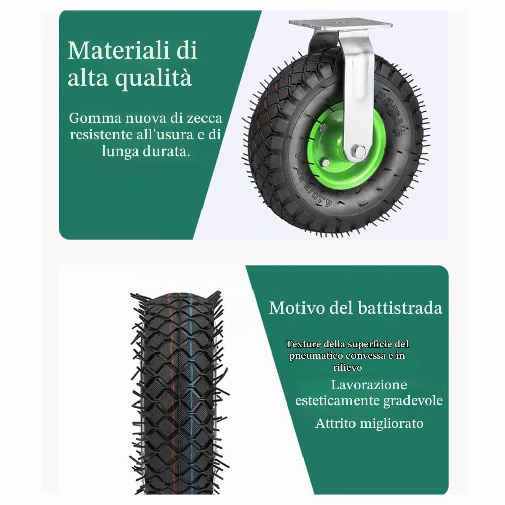 Ruote Per Carrello Carichi Pesanti,215 Mm Ruote Per Carichi Pesanti,Ruote Per Il Trasporto Pesanti,Set Di 4 Ruote Piroettanti,Capacity 1000 kg, Suitable for Carts and Conveyors
