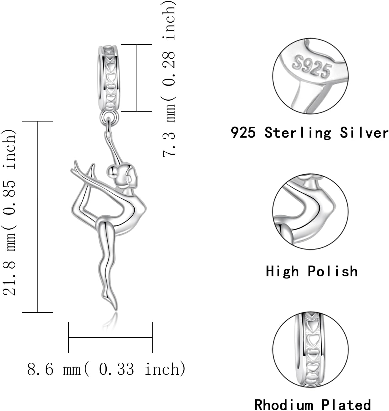 Gymnastics Charms for Necklace Bracelet 925 Sterling Silver Gymnast Bead Jewelry Gifts Women Daughter - Image 7