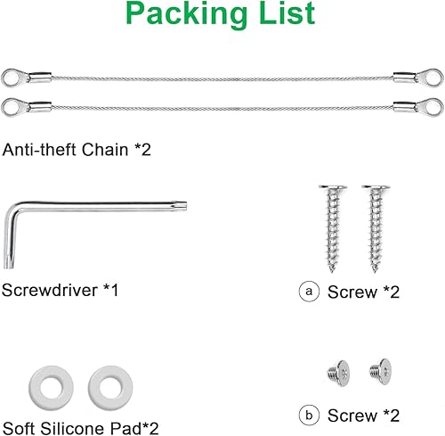 Miniatura 6 de Ayotu Cadena de seguridad antirrobo y anticaídas para Google Nest Cam (batería), cable de seguridad con tornillos antirrobo (cámara no incluida),
