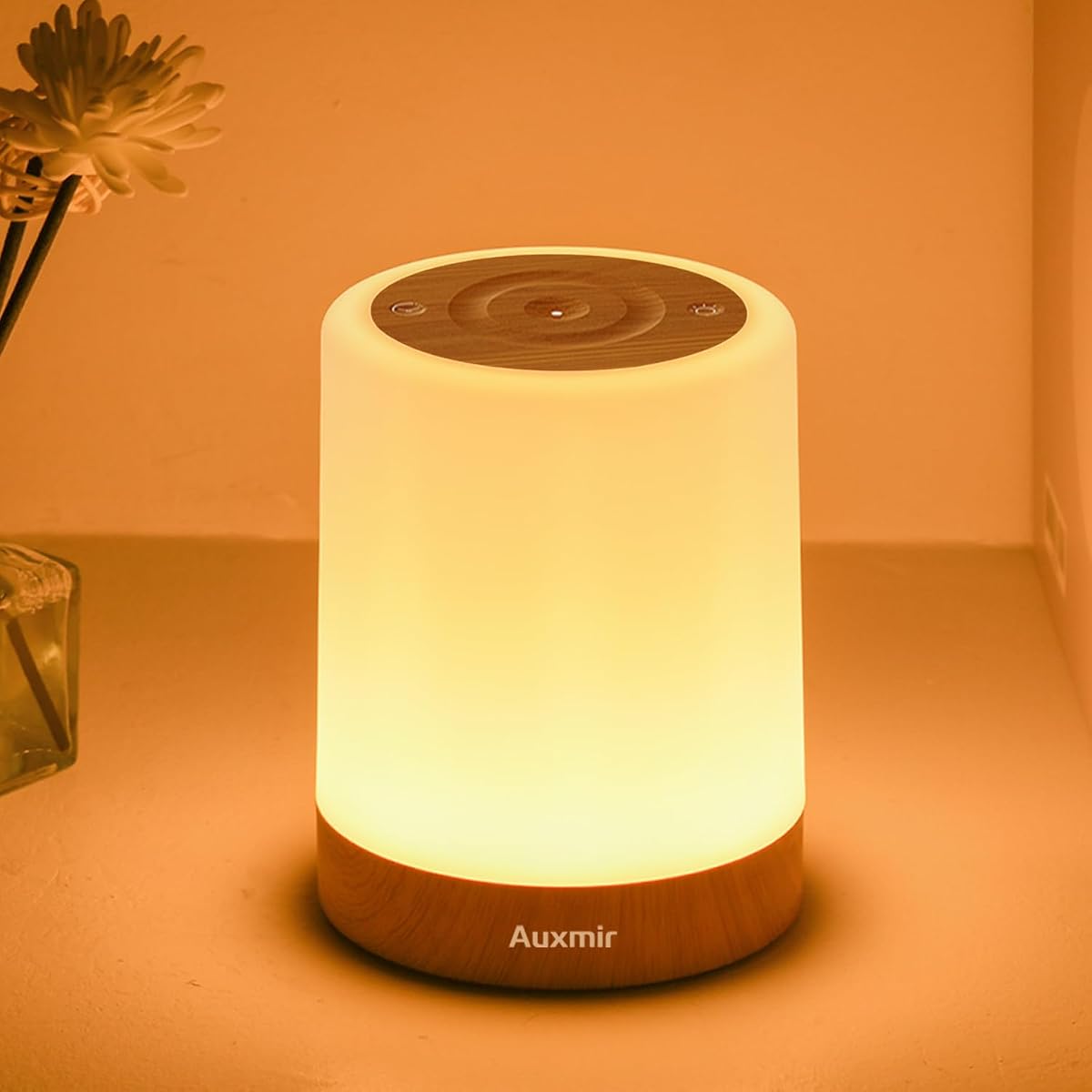 Luz nocturna para guardería Auxmir, lámpara recargable 256 RGB con temporizador, marrón | 5 niveles de brillo, control táctil, apagado automático de 1/2/3 horas, gancho para colgar incorporado para lactancia materna, cambios de pañales y viajes