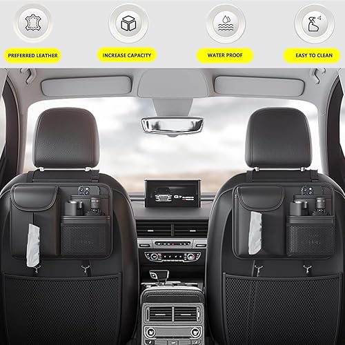 Miniatura 2 de Tumecos Bolsa de almacenamiento para el respaldo del asiento del automóvil, organizador de asiento trasero con caja de pañuelos, bolsillo de