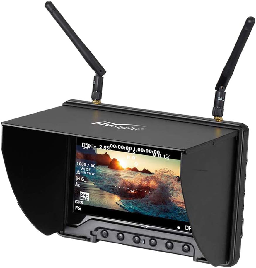 BLACK PEARL 5.8Ghz FPV Monitor Flysight RC801 FPV Diversity Monitor7 Inch FPV Ground Monitor with DVR and HDMI Perfect FPV Performance Monitor for DJI Phantom Drone Inspire (RC801DSMA)