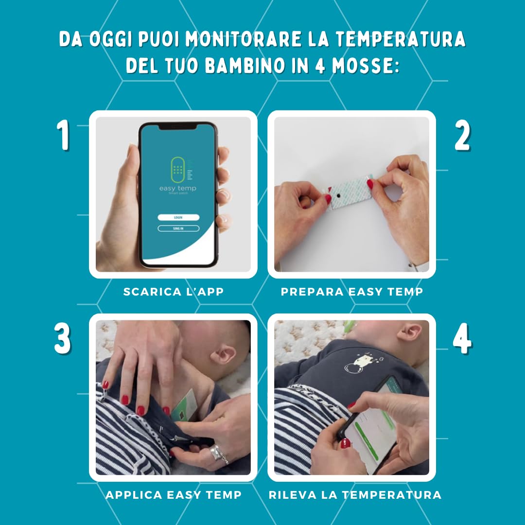 Termometro Easy Temp NFC - Febbre Senza Contatto, Neonato Slim, Allarme Febbre Su App