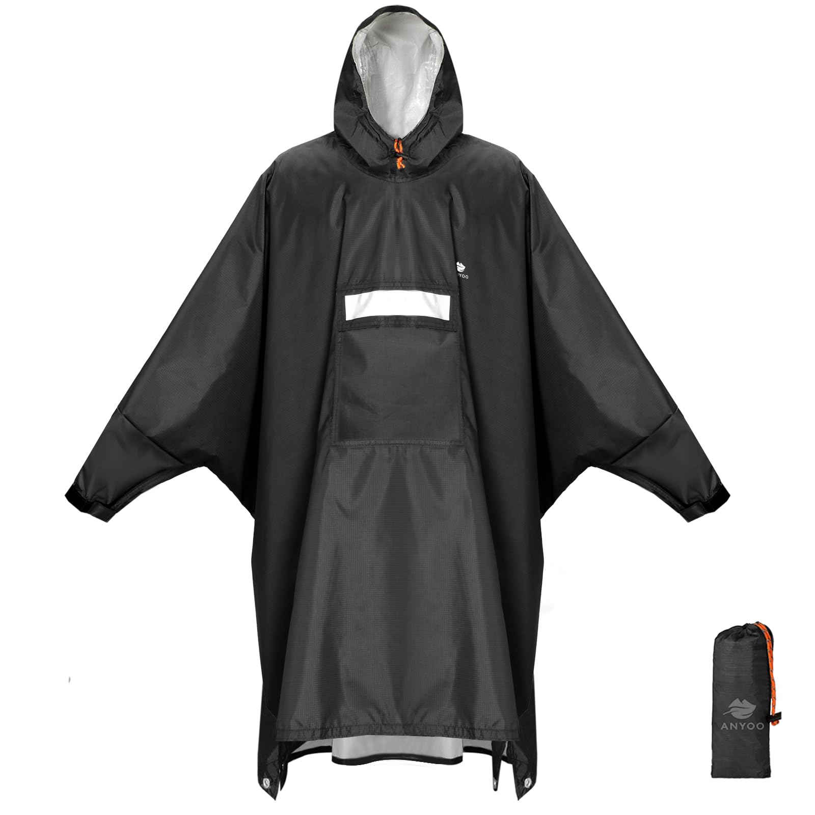 ANYOO Impermeabile Poncho Pioggia Riutilizzabile Multiuso Impermeabile con Cappuccio Packable Telo Riparo a Terra Foglio Ideale per Campeggio all'aperto Pesca Sopravvivenza,Taglia Unica