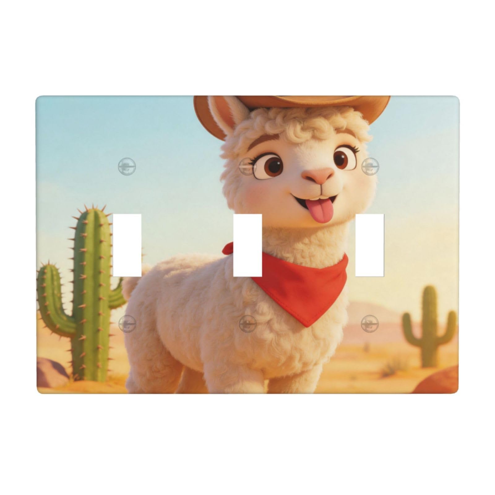 Alpaca Cowboy 3 Gang Switch Plate Cover-Unbreakable Polycarbonate Wall Plate, Heat Resistant Toggle Switch Decor for Home