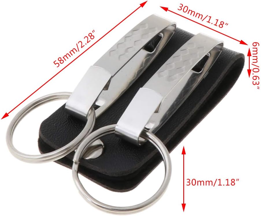 Delicate Leather Belt Loop Keychain with Detachable Clips image 2