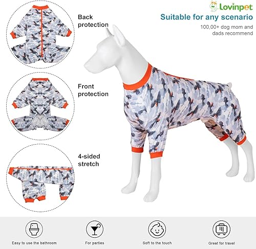 Miniatura 9 de LovinPet Mameluco para perros grandes para pitbulls  Mameluco para perro para el cuidado de heridas, camisa calmante para la ansiedad de las
