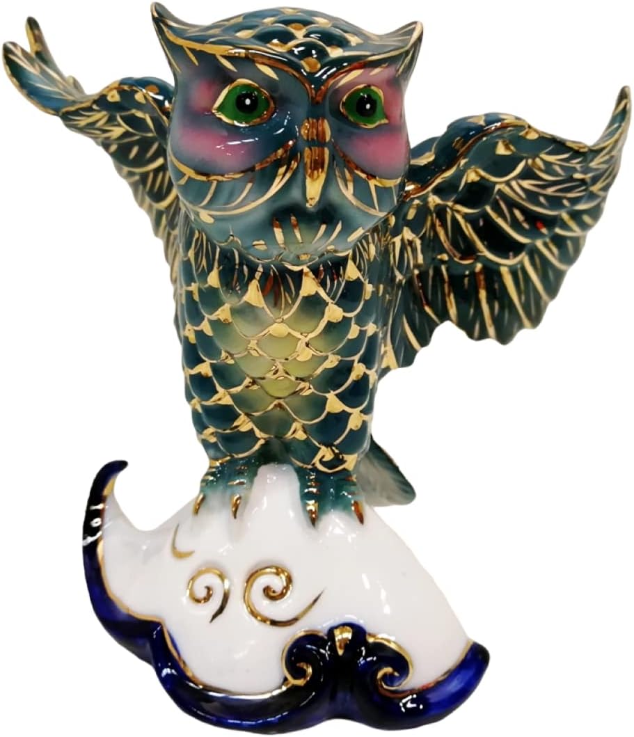 Feng Shui Owl Hand Crafted and Decorated Fine Chinese Porcelain, Figurine 2166505