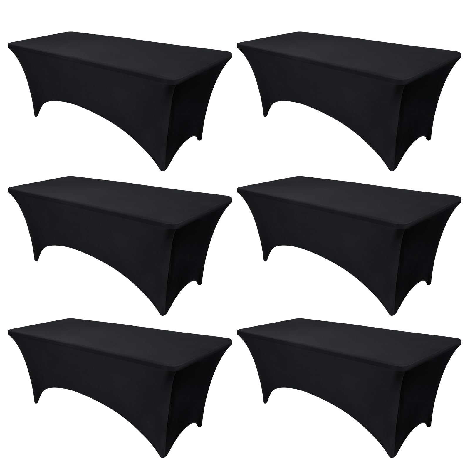 OutdoorLines 6 manteles de elastano negro para mesa rectangular de 6 pies, mantel elástico ajustable para cama de masaje, fundas elásticas sin arrugas para mesa de patio para fiestas, bodas y