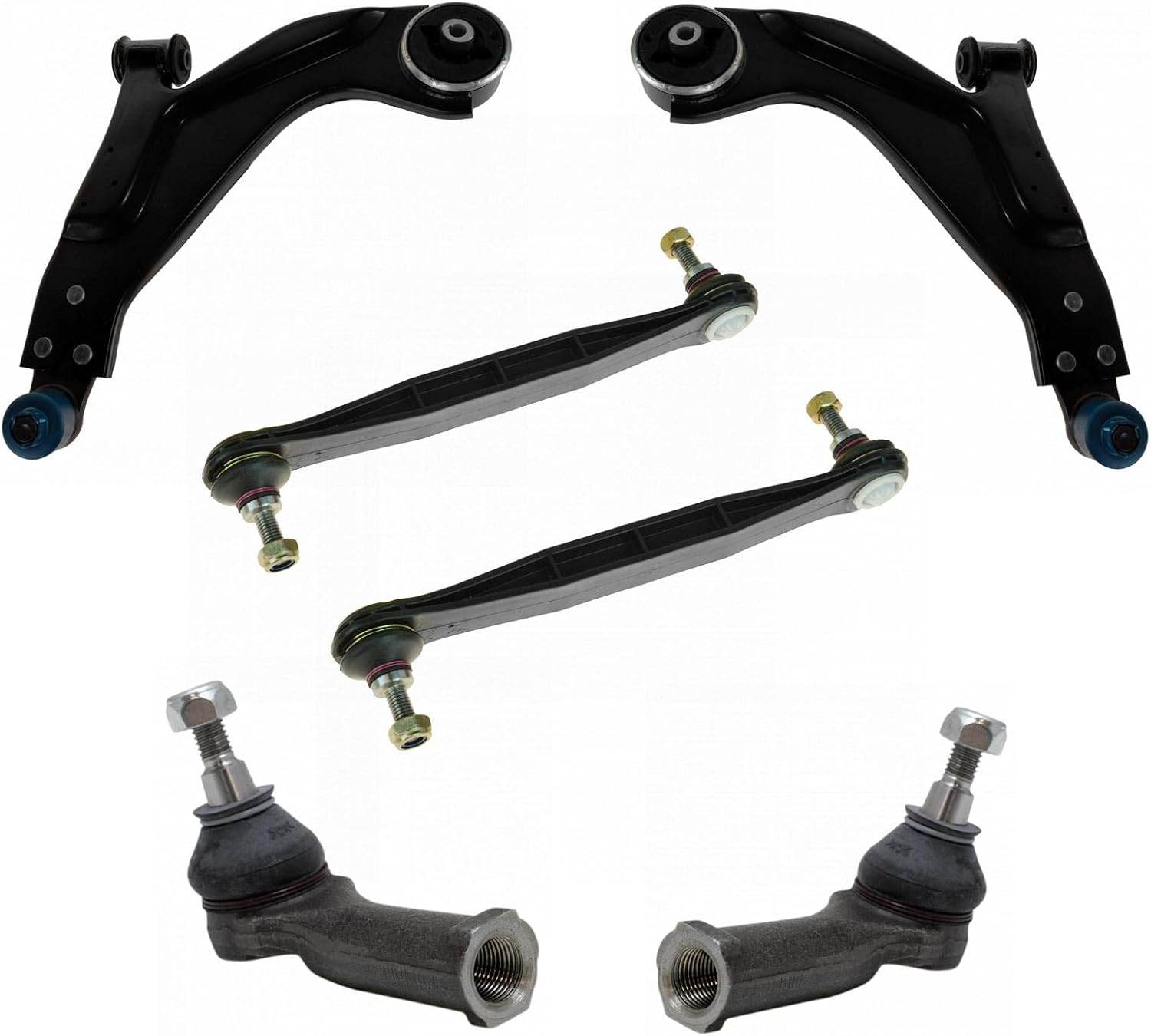 TRQ Front Steering & Suspension Kit Control Arm with Ball Joint Sway Bar Stabilizer Link Tie Rod Compatible with 2002-2008 Jaguar X-Type