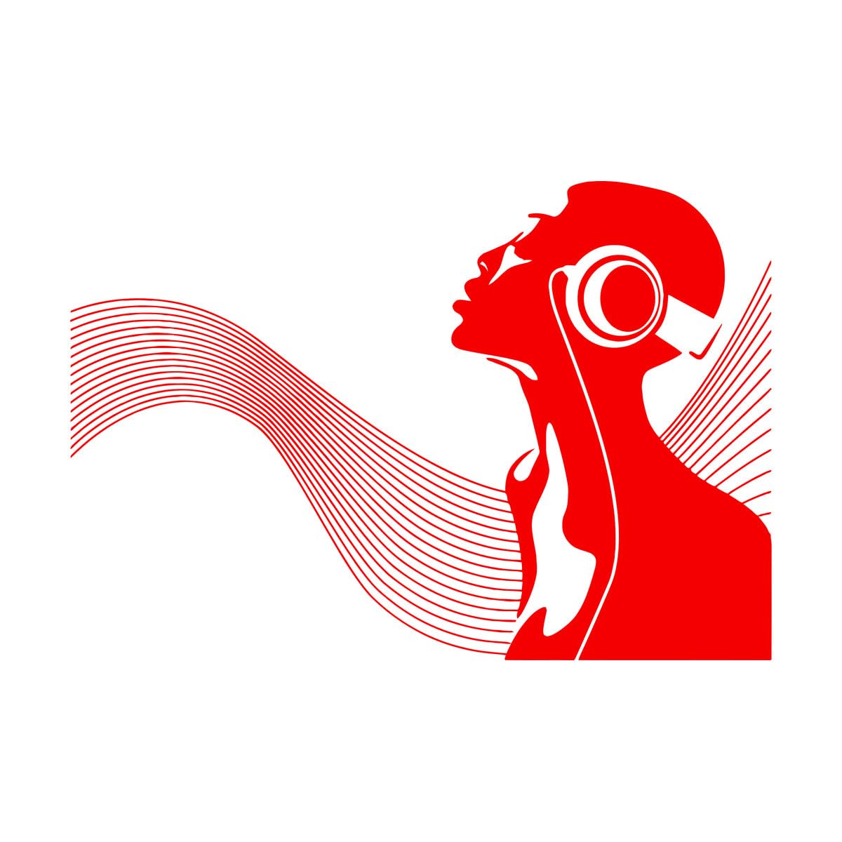 Engraving Decals African Woman Musical Wave 72x111.2cm Can Modify and add Information Extra Large red