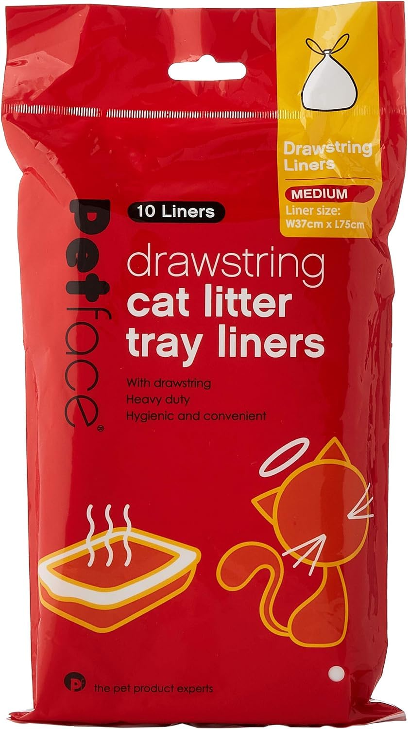 Drawstring Cat Litter Tray Liner, Medium W37 x L5 cm (Pack of 10), Packaging may vary