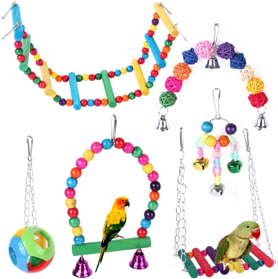 Juguete de para pájaros Columpio para pájaros Juguete para pájaros Juguete masticable para Loros Puente de para periquitos Jaula para pájaros Puente de para