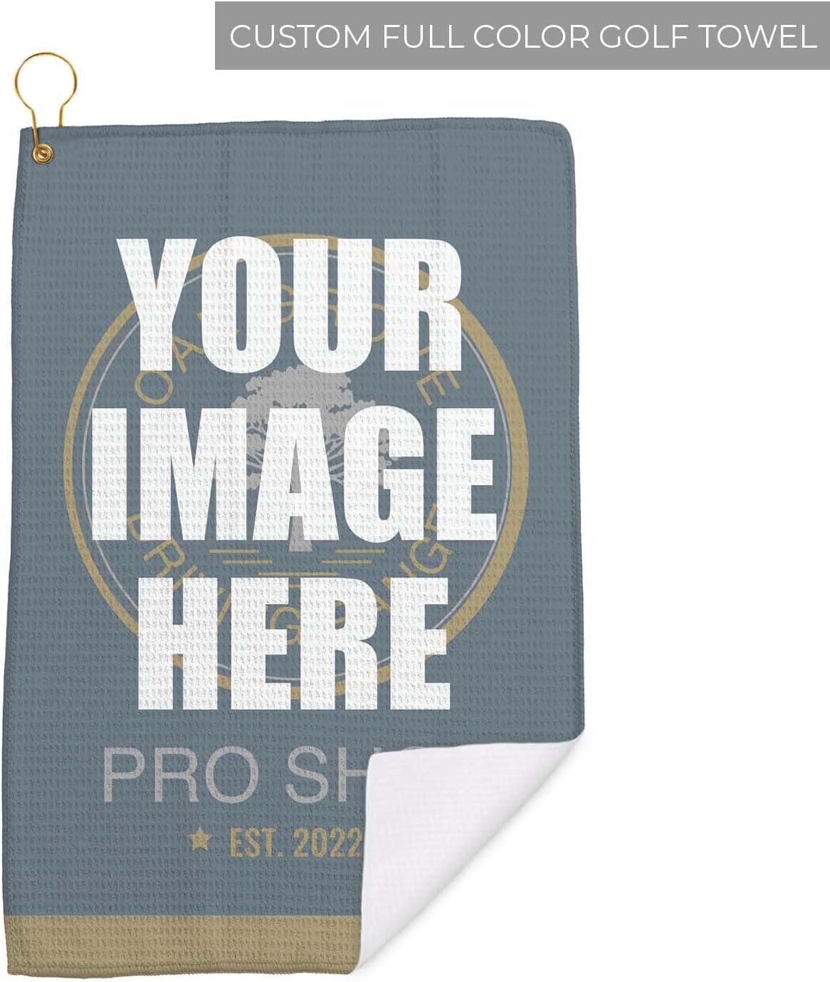 Personalized Image Golf Towel / 16" x 24" Fully Customizable Microfiber Golfing With Gold Fastener / Custom Golf Accessory Gift / DIY Upload Your Own Design / Father's Day Athletic Accessory Present