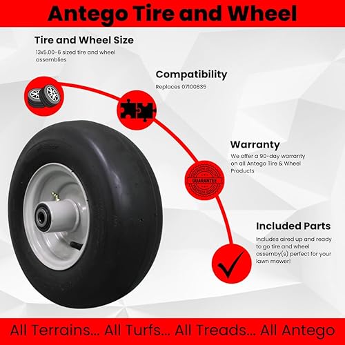 Miniatura 6 de (juego de 2) GravelyAriens 13x5.00-6 gris claro reemplaza 07100835