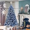 Amazon.com: Merax 6FT Prelit Blue Christmas Tree, Artificial Flocked ...