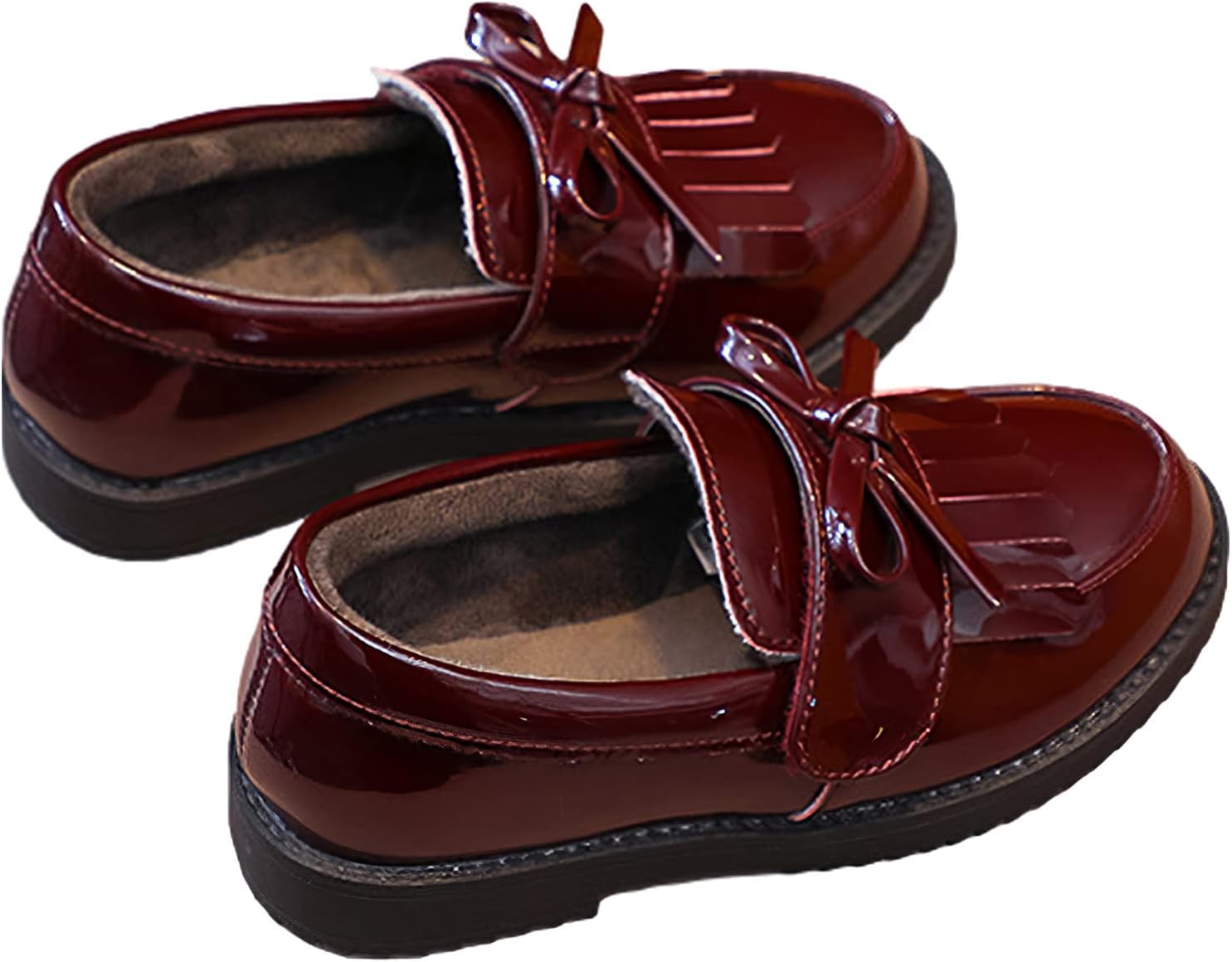 Girls Dress Shoes Kid Slip on Oxford Wedding Church Dress Microfiber School Uniform Loafer Flats