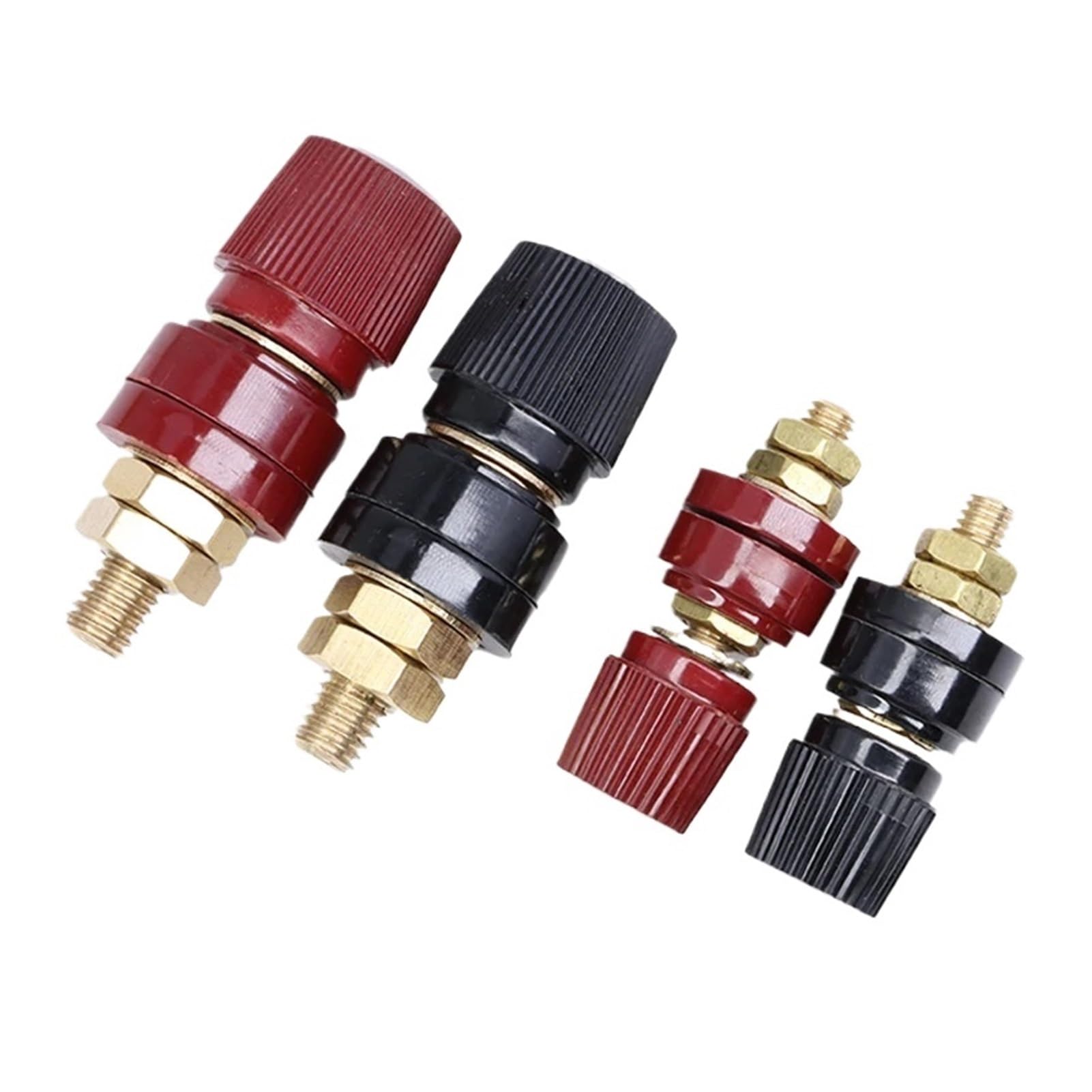 Power Junction Post Connectors 1-5Set Black+Red M5 M6 M8 M10 Wire Binding Post Thread Screw Weld Inverter Clamp Power Supply Splice Connect Terminal(M10 Set,5 Pairs)