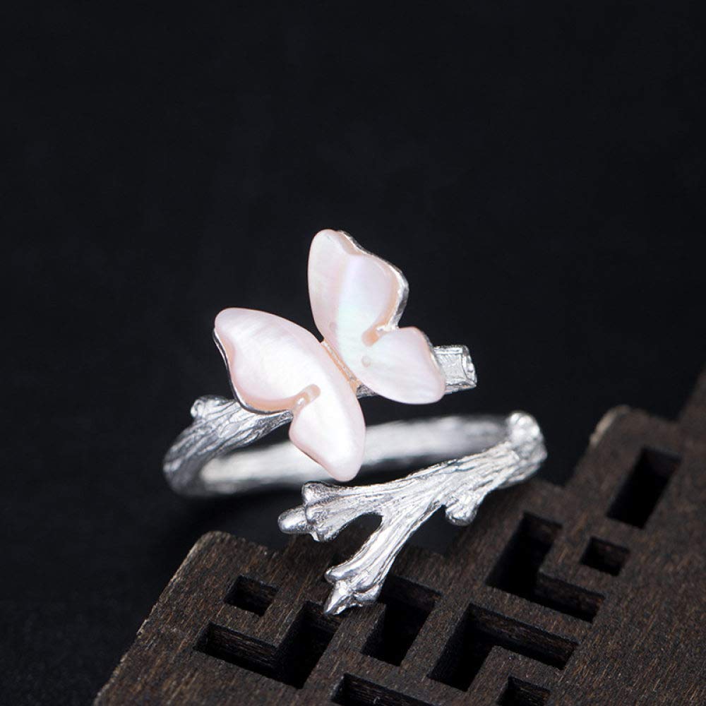 Anello In Argento 925 Da Donna,Anelli Regolabili Per Le Donne Ramoscelli Di Farfalle Anello In Argento Sterling 925 Retrò Fedi Nuziali In Argento Etnico Per Le Donne Anelli Di Eternità Anelli Di P