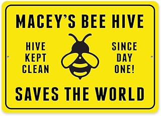 Custom Bee Hive Name Aluminum Metal Decor Sign - 10" x 14"