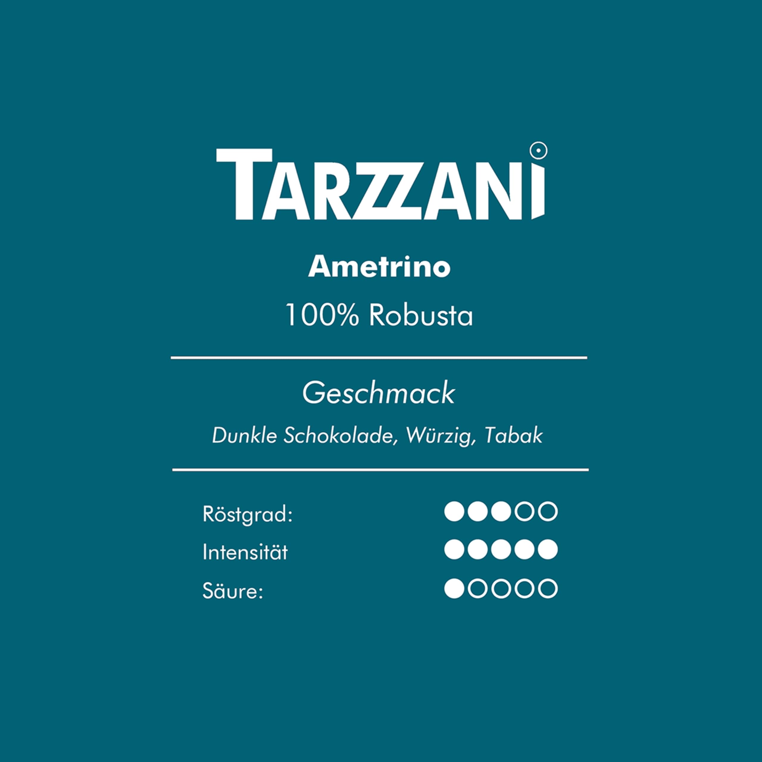 Tarzzani Espressobohnen Amertrino, 1 kg, kräftiger Espresso mit Noten von dunkler Schokolade, 100% Robusta Kaffeebohnen, hoher Koffeingehalt, 60% mehr Koffein