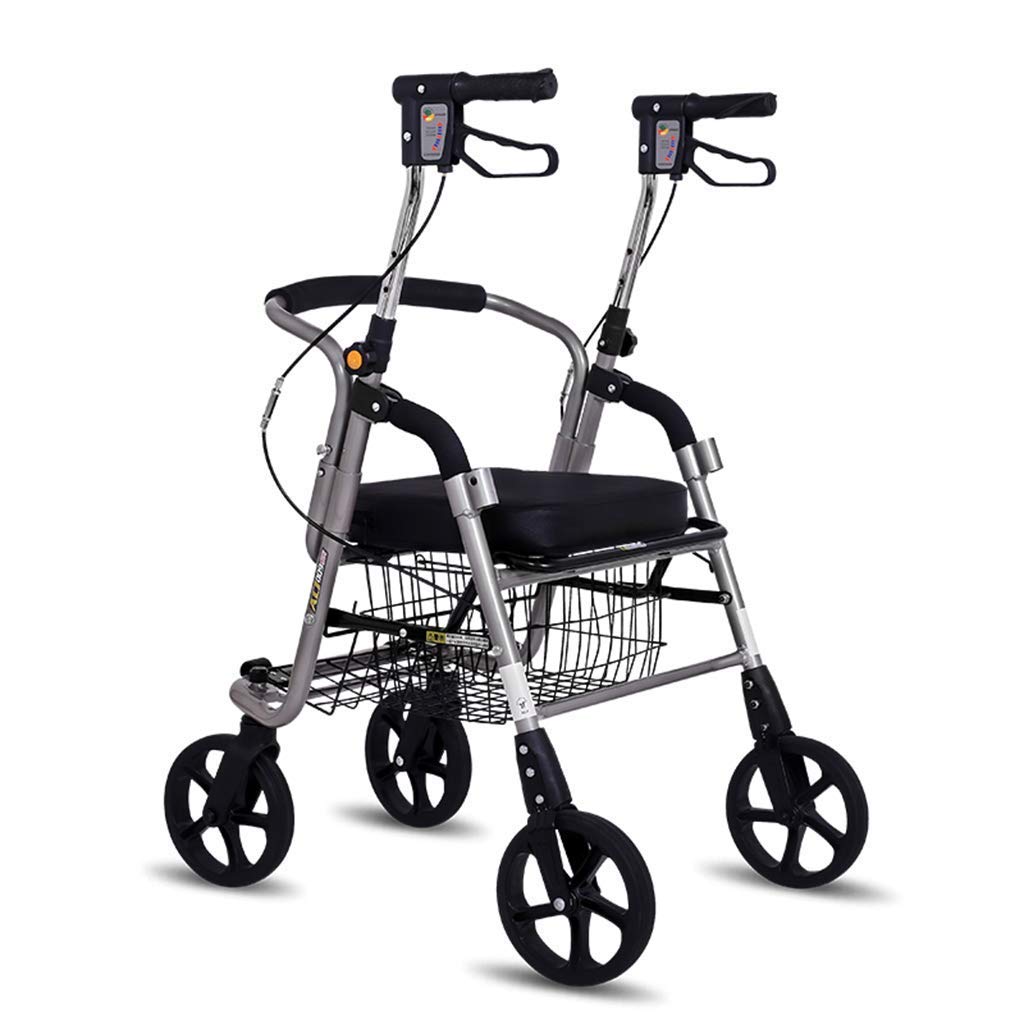 Andador para Personas Mayores con Asiento Plegable y 4 Ruedas,Andador con Andador con Asiento y Ruedas - y Silla de Transporte