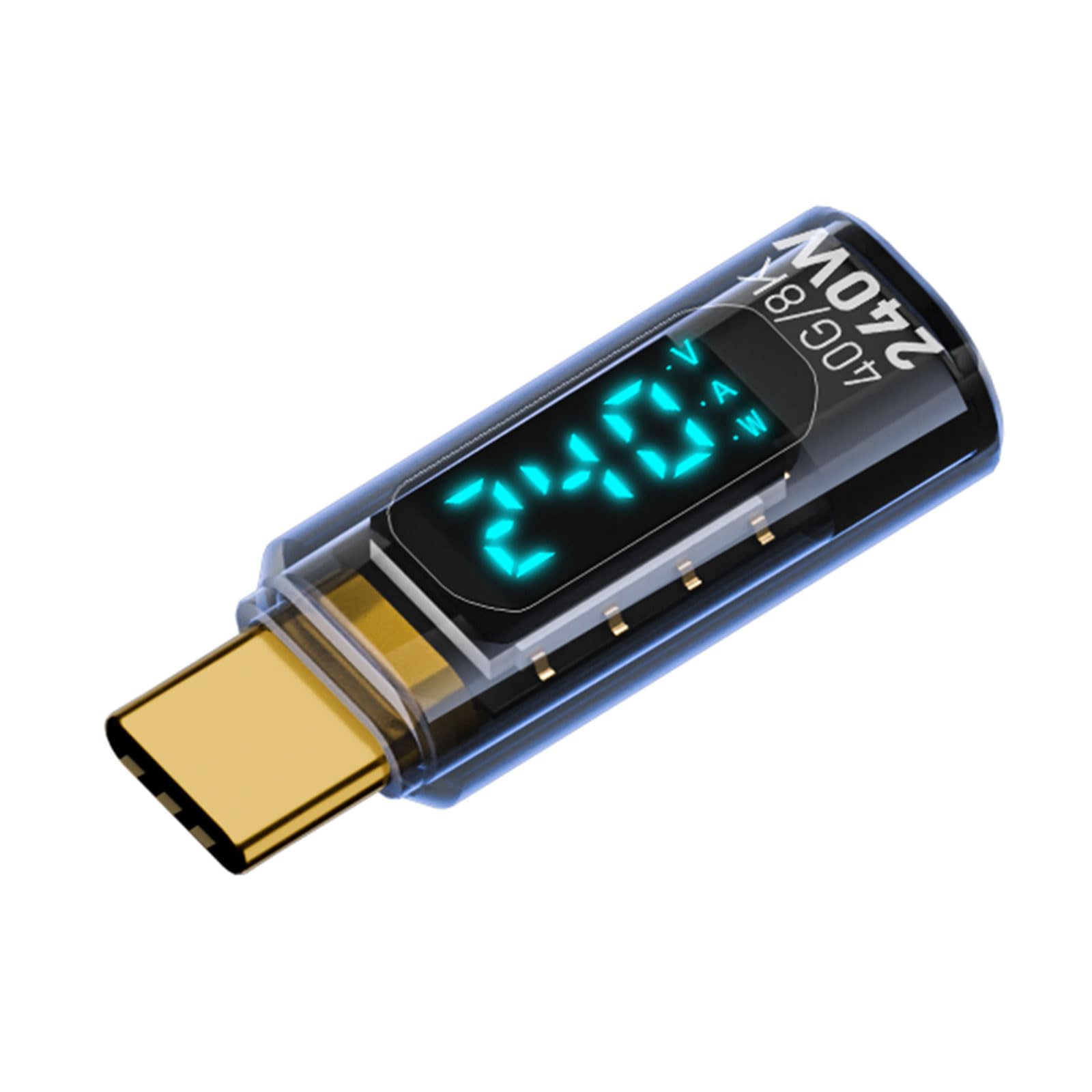 ZHENZQ Highly Speed USB C to USB C Adapter with LED Display 240W Power Delivery 40Gbps Data Transfer Data Sync Connectors, light blue