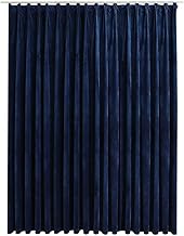 vidaXL Cortina Opaca con Ganchos Casa Hogar Decoración Diseño Estilo Salón Comedor Visillo Persiana Velo Estor Dosel 290x245 Terciopelo Azul Oscuro