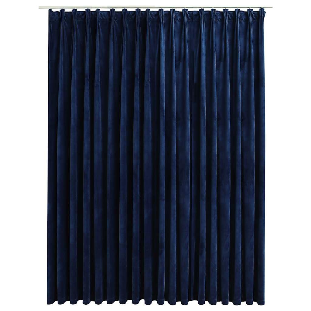 vidaXL Vorhang Verdunkelung mit Haken Verdunkelungsvorhang Kräuselband Thermo Gardine Blickdicht Dekoschal Wohnzimmer Samt Dunkelblau 290x245cm
